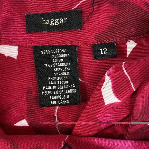 Haggar Blazer Womens Sz 12 Red Floral Jacket Office Workwear Coastal Resort - Picture 13 of 14